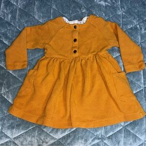 Zara Baby Mustard Kids Dress 100% Cotton Long Sleeve Size 2/3